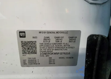 2023 Chevrolet Traverse Lt z USA, uszkodzony, nr VIN 1GNERGKW5PJ276210